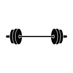 Simple Black Silhouette of a Barbell for Fitness and Weightlifting
