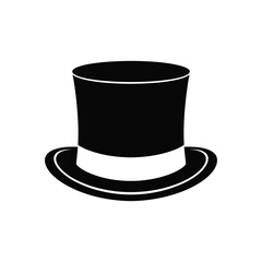 Classic Black Top Hat Silhouette Icon