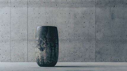 Gray concrete wall with a dark gray vase.