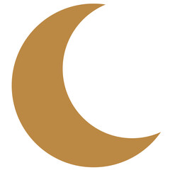 2D illustration of a golden crescent moon symbol, representing Islam and often used in religious festive designs like Eid or Ramadan. © Art
