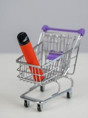 Disposable vape in a customer's cart.