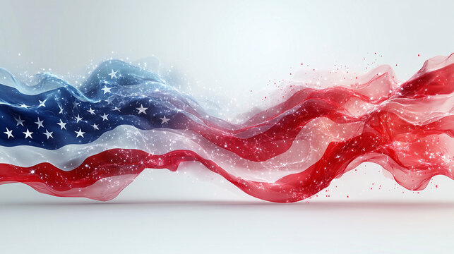 subtle usa flag design with minimal stars and bold flowing lines on plain background. --ar 16:9 --raw --stylize 750 --v 6.1 Job ID: 51b94958-359a-4f70-b23a-53d99cc6a4eb
