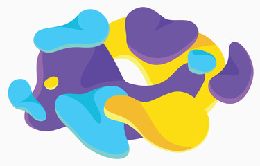 Flow design with abstract geometric flying elements. Round flowing leafs. Abstract banner with flowing liquid curve shapes Vector background