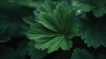 Botanical Harmony: Lush Green Leaves in Tranquil Natural Light Setting