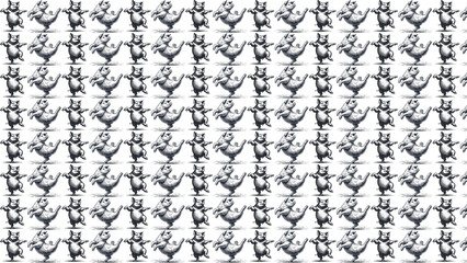 A repeating pattern of sketched pigs standing on their hind legs against a white background art style