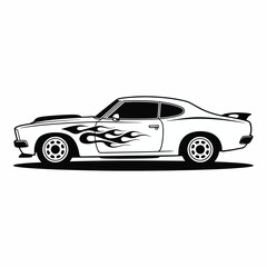 Classic Muscle Car with Flame Design