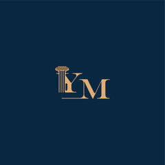 YM letter concept of elegant attorney design classy law logo with monogram and pillar