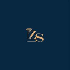 ZS letter concept of elegant attorney design classy law logo with monogram and pillar