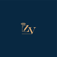 ZV letter concept of elegant attorney design classy law logo with monogram and pillar