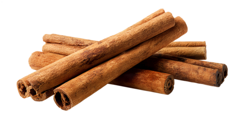 Aromatic cinnamon sticks isolated on transparent background