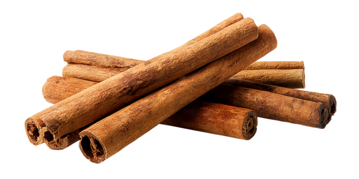 Aromatic cinnamon sticks isolated on transparent background