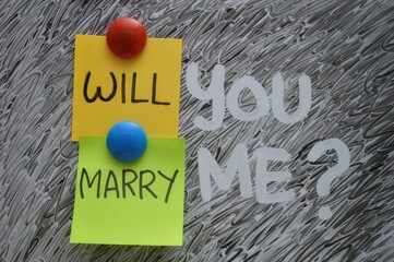 Marriage proposal with the words 