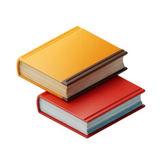 Two books stacked, yellow and red, 3D illustration.