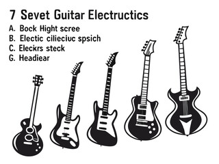 Fototapeta premium Guitar Diversity Silhouettes – Artistic Collection of Seven Guitars