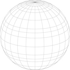World map hemisphere graticule grid vector with tropic and polar circles (Orthographic projection, 15 × 15 degree intervals, centered at 20° north)