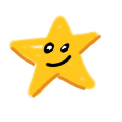 Grungy Smudged Smiling Star Shape with Cartoon Face Expression Icon