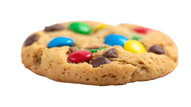 a cookie with m & m's and chocolate chips