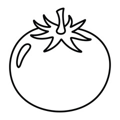Simple Tomato Illustration in Black and White Outline Style for Coloring