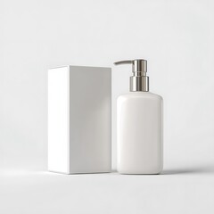 Blank White Pump Bottle and Packaging Box Mockup