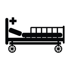 Hospital Bed Icon Black Silhouette Illustration