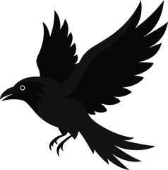 Birds in Flight Silhouette Collection, Flying Eagle, Dove, Crow, and Wildlife Vector Set