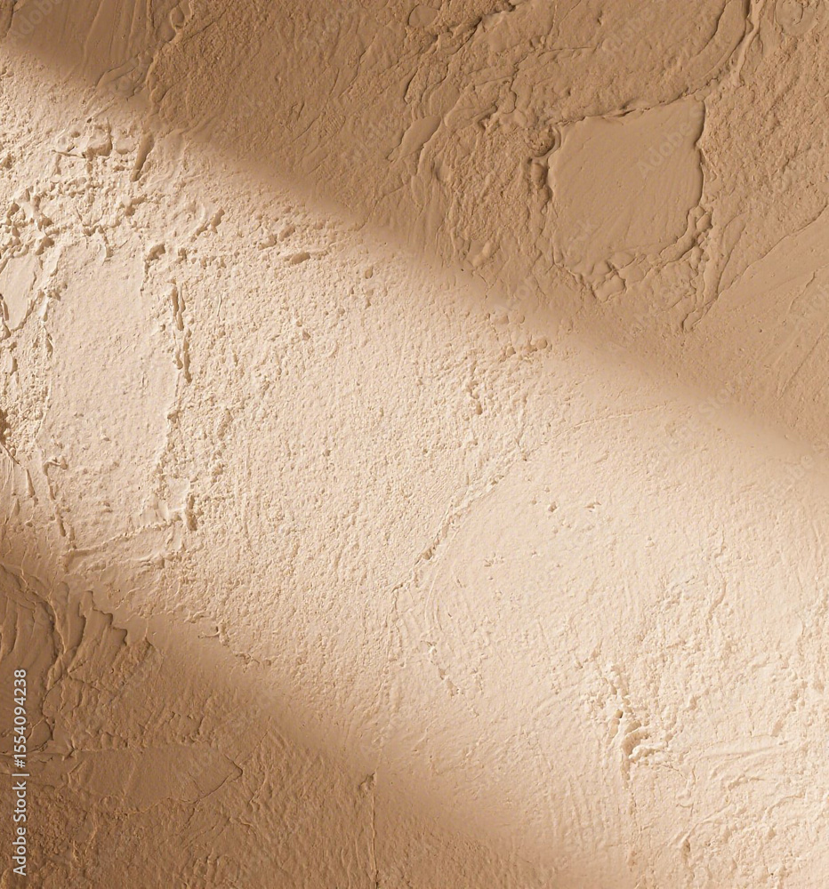 Poster beige textured wall with a diagonal shadow creating a warm backdrop