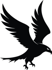 Birds in Flight Silhouette Collection, Flying Eagle, Dove, Crow, and Wildlife Vector Set