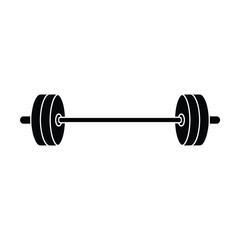 Simple Black Silhouette of a Barbell Weight on a White Background