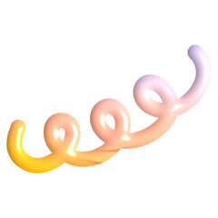 Cute 3D Spiral Loop Shape in Pastel Gradient on Transparent Background