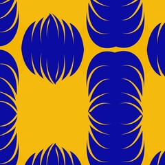 seamless pattern with apples, abstract geometric design on blue background. Vector illustration 