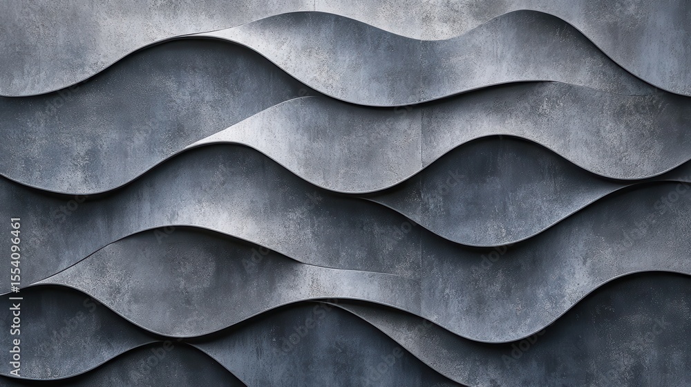 Poster abstract wave pattern texture of gray metal wall panels looks artistic. use it to add a modern, eleg