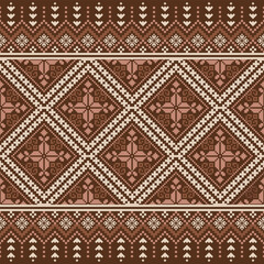 Earth Tone Pixel Ethnic Pattern - Geometric Fabric for Craft Projects