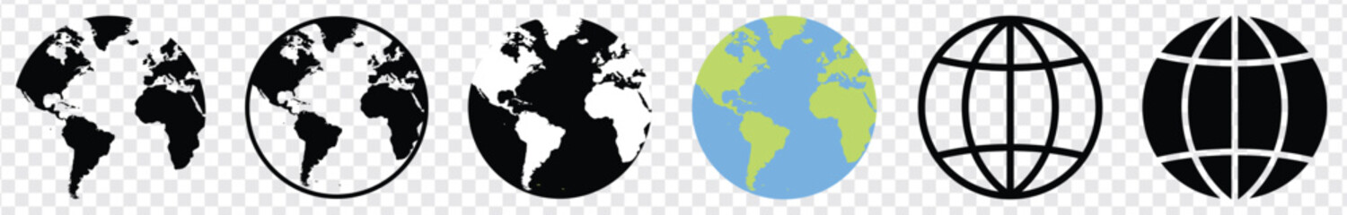 Obraz premium Planet icon set. Global map. Map symbol. international earth globe icon, World globe icon, Line vector. 