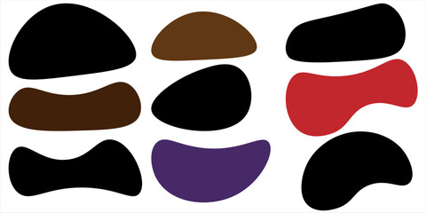 Hand drawn organic rectangle frames. Abstract doodle liquid shapes. Organic free flat blobs. Irregular fluid bubbles. Empty text box.