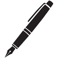 Silhouette drawing of fountain pen on white background