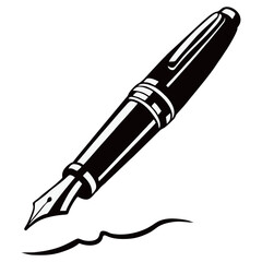 Silhouette drawing of fountain pen on white background
