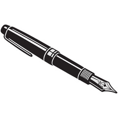 Naklejka premium Silhouette drawing of fountain pen on white background