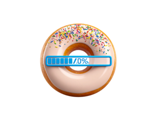 Glazed Donut with Sprinkles and Loading Bar at 70 Percent.