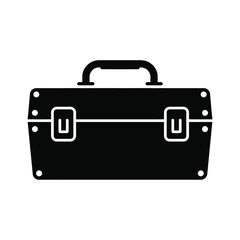 Black Silhouette of a Classic Tool Box Icon