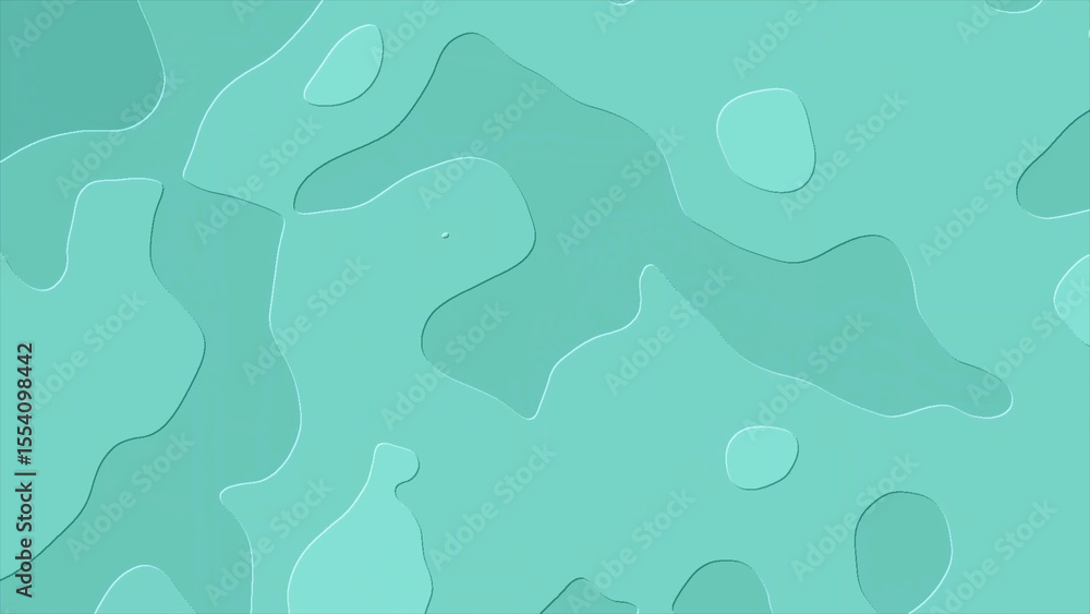 Poster abstract topographic map in teal and light green with smooth organic shapes this image features