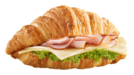 a croissant sandwich with ham and cheese