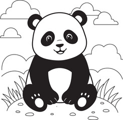 Obraz premium panda animal outline for coloring pages white color background 