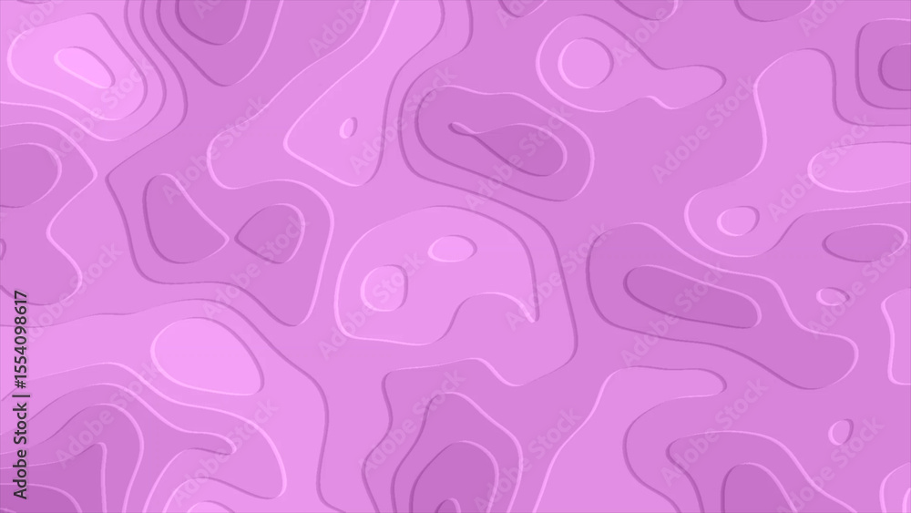 Poster abstract lilac topographic map with contours showing varying elevations and depths in a smooth desig