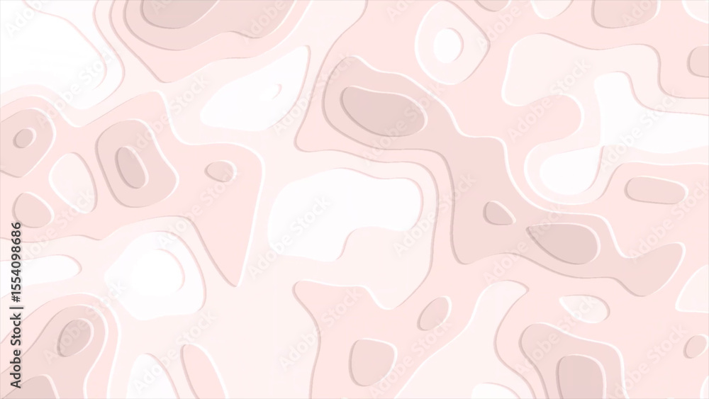 Aufkleber abstract topographic map in pale pink shades with layered contours and subtle shadows this image