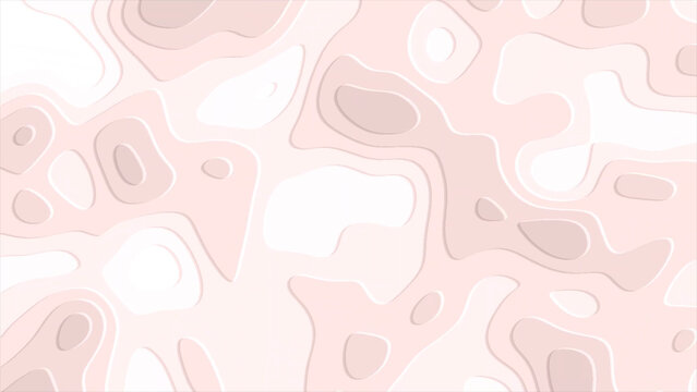 Abstract Topographic Map in Pale Pink Shades with Layered Contours and Subtle Shadows This image