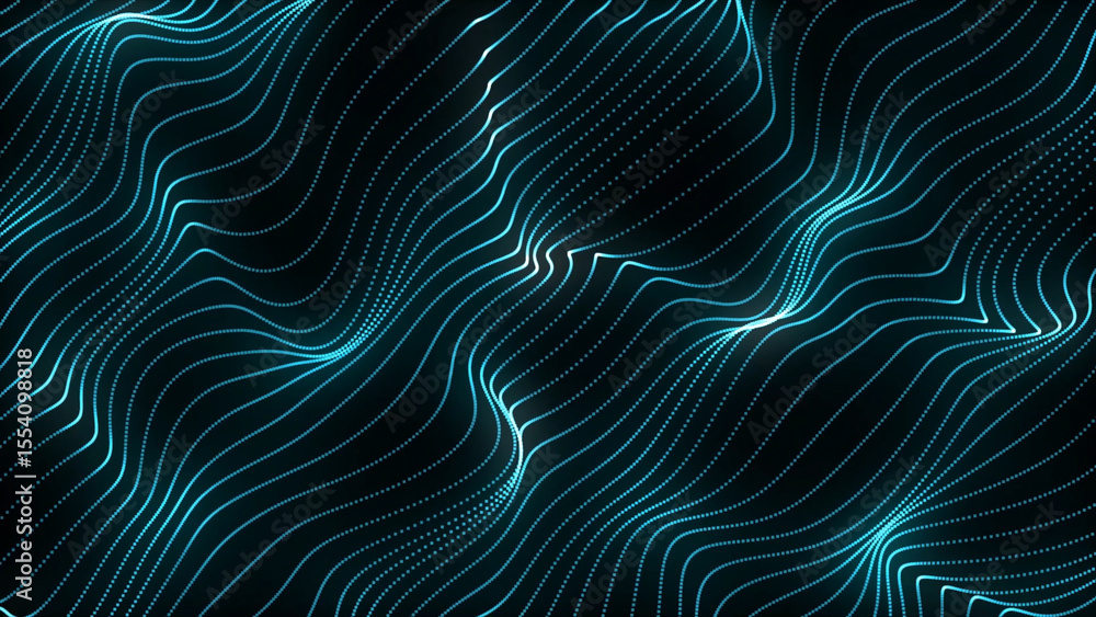 Poster abstract flowing lines of light dynamic wave pattern with a dark background this image features