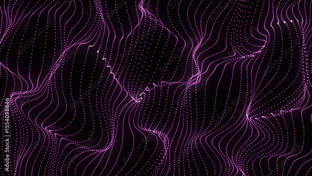 Poster abstract pink dotted lines on black background digital art data visualization and modern design this