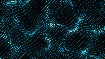 Abstract Flowing Lines of Light Dynamic Wave Pattern with a Dark Background This image features