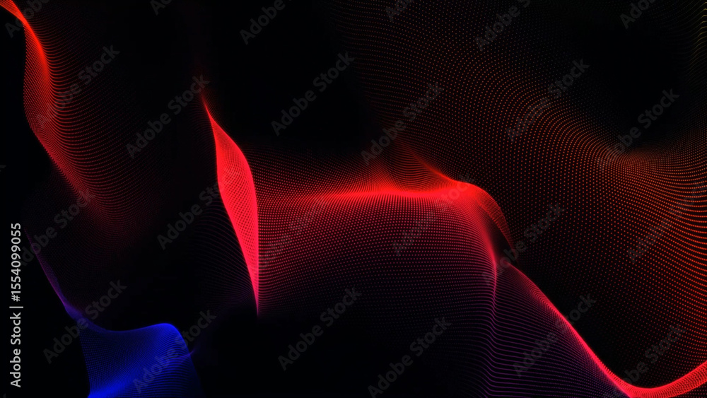 Poster abstract digital waveform with red and blue gradient on a black background mesmerizing abstract imag
