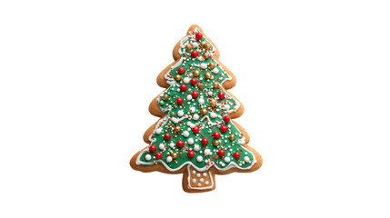 a decorated christmas tree cookie on a white background